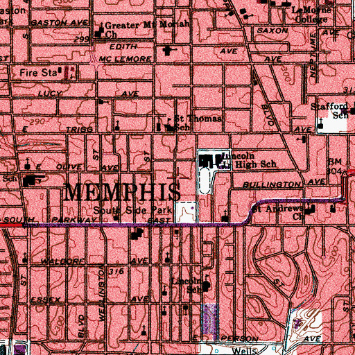 Topographic Map of Pilgrim Rest Baptist Church, TN