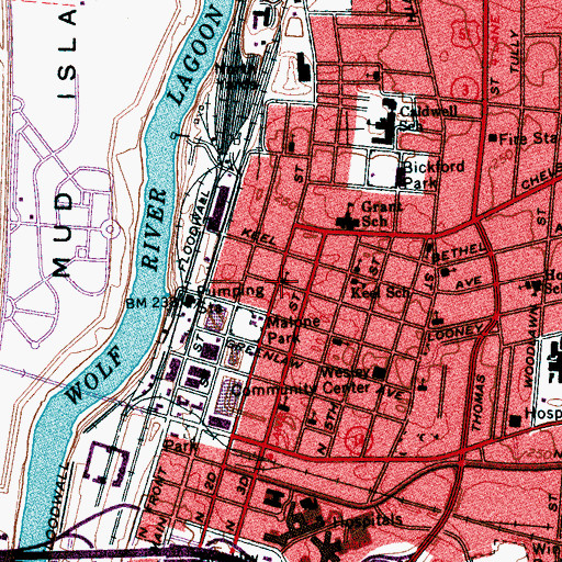 Topographic Map of Pilgrim Rest Baptist Church, TN