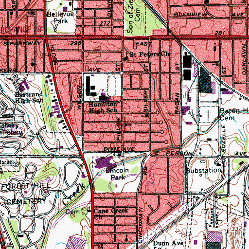Topographic Map of Pillow Street Christian Methodist Episcopal Church, TN