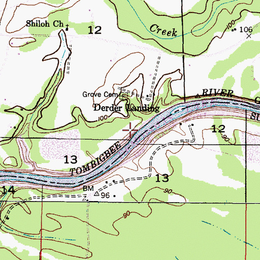 Topographic Map of Durdens Bar, AL
