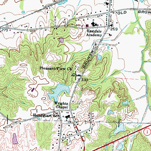 Topographic Map of Pleasant View Cemetery, TN