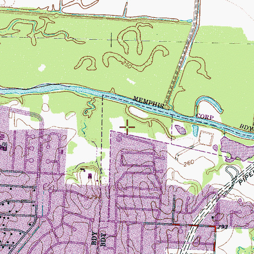 Topographic Map of Poplar Estates Parkway, TN