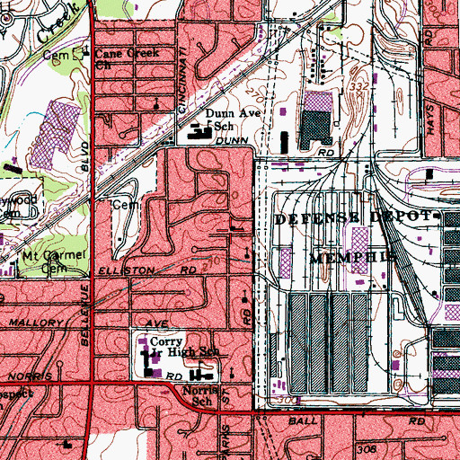 Topographic Map of Power House Church of God in Christ, TN