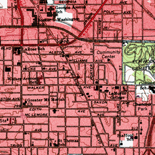 Topographic Map of Praise of Zion Baptist Church, TN