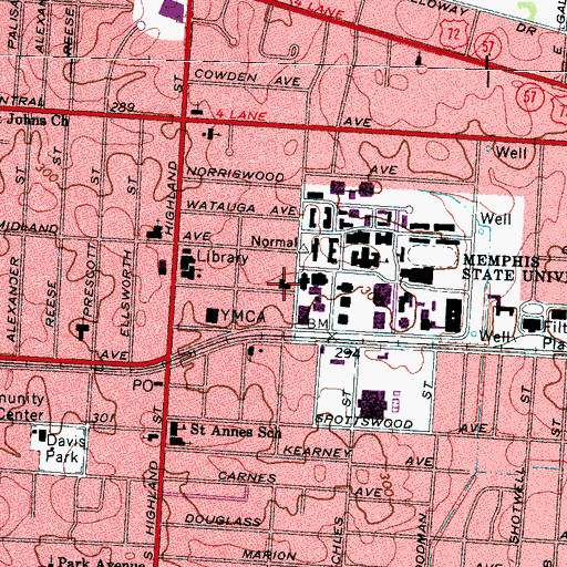 Topographic Map of Prescott Memorial Baptist Church, TN