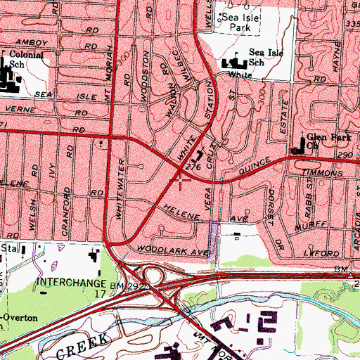 Topographic Map of Quince Station Shopping Center, TN