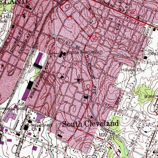 Topographic Map of Big Spring United Methodist Church, TN