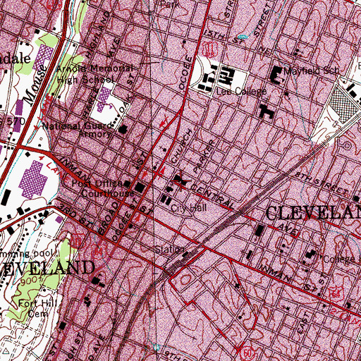 Topographic Map of First Baptist Church, TN