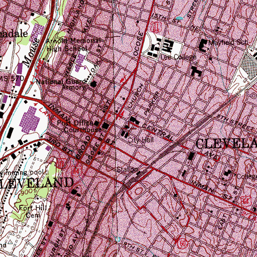 Topographic Map of First Cumberland Presbyterian Church, TN