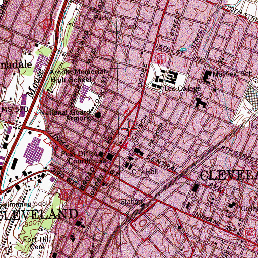 Topographic Map of First Presbyterian Church, TN