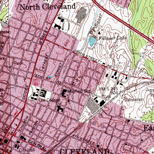 Topographic Map of Maple Street Baptist Church, TN