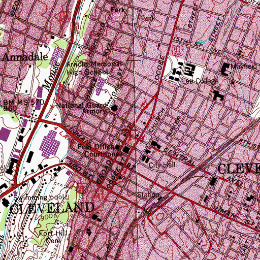 Topographic Map of Saint Lukes Episcopal Church, TN