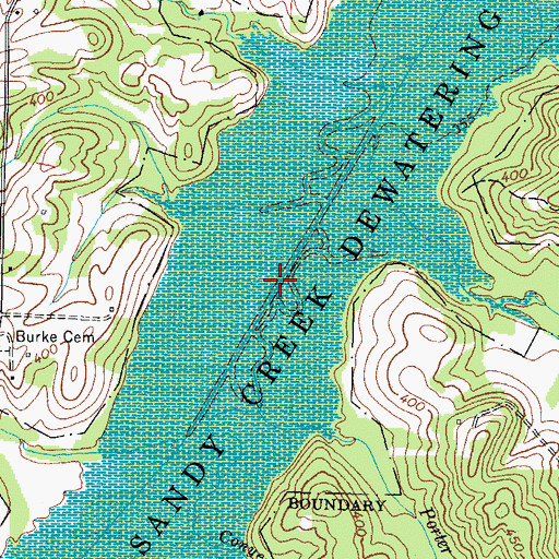 Topographic Map of West Sandy Wildlife Management Area, TN