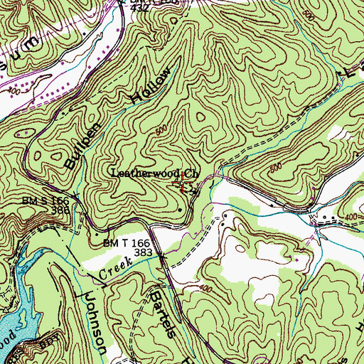 Topographic Map of Leatherwood Cemetery, TN