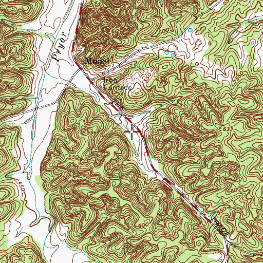 Topographic Map of Model School (historical), TN