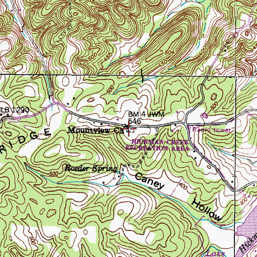 Topographic Map of Mountview Cemetery, TN