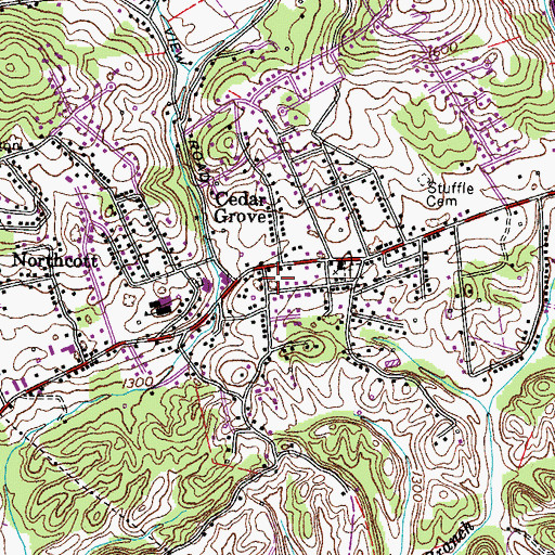 Topographic Map of Cedar Grove Baptist Church, TN