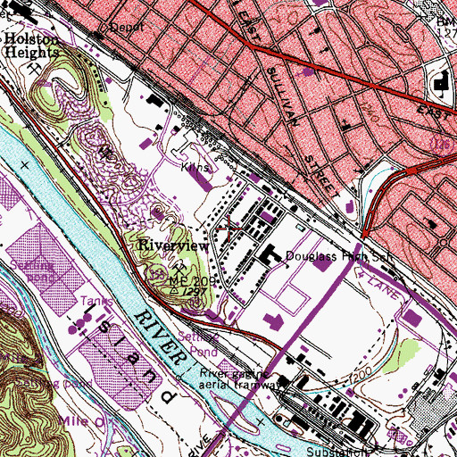 Topographic Map of Central Baptist Church, TN