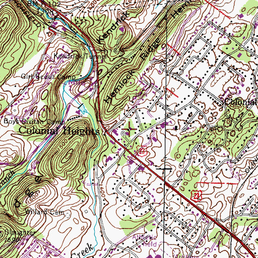 Topographic Map of Colonial Heights Baptist Church, TN