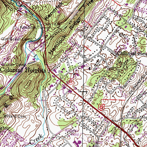 Topographic Map of Colonial Heights Presbyterian Church, TN