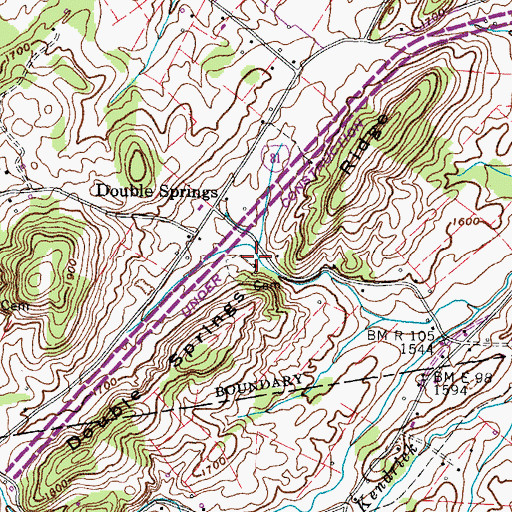 Topographic Map of Double Springs Baptist Church, TN