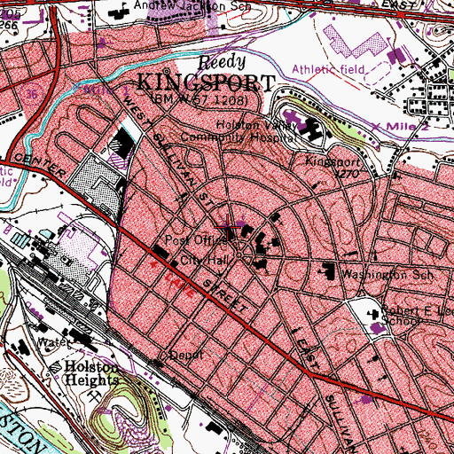 Topographic Map of First Baptist Church, TN