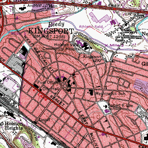 Topographic Map of First Christian Church, TN