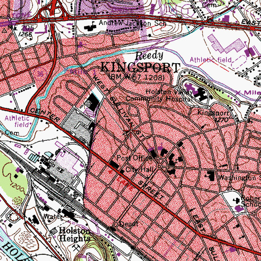 Topographic Map of First Church of the Nazarene, TN
