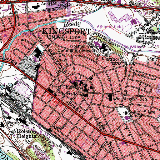 Topographic Map of First Presbyterian Church, TN