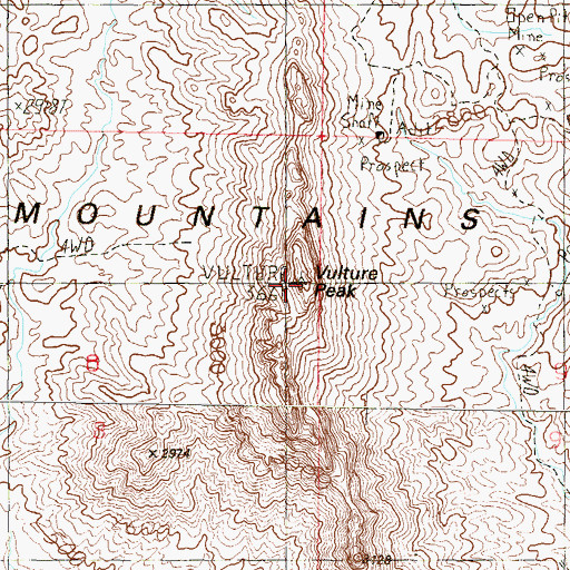 Topographic Map of Vulture Peak, AZ