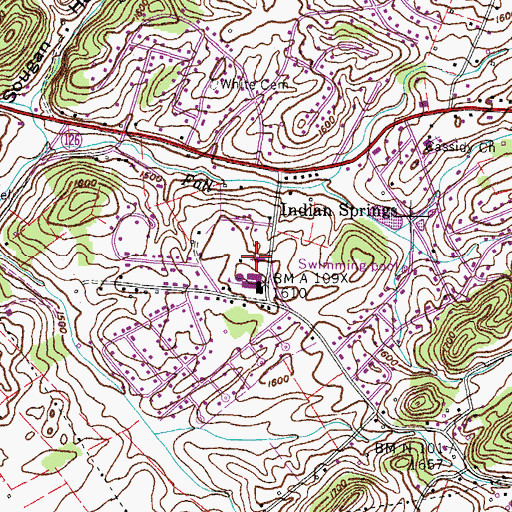 Topographic Map of Indian Springs Baptist Church, TN