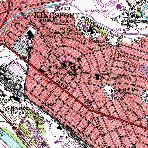 Topographic Map of Kingsport Fine Arts Center, TN