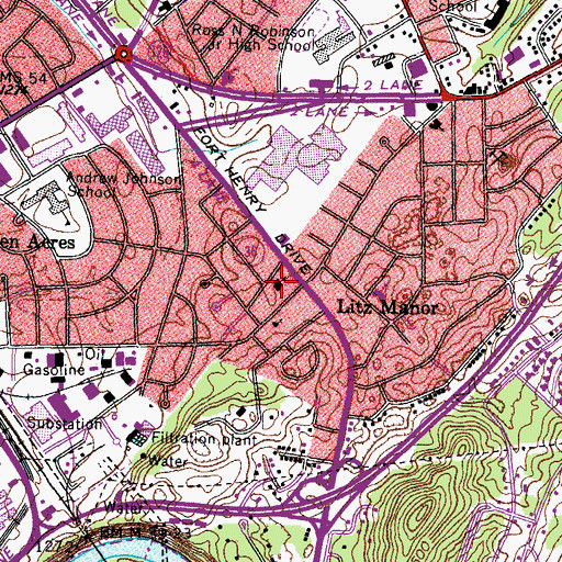 Topographic Map of Litz Manor Baptist Church, TN