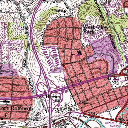 Topographic Map of Riverside Avenue Baptist Church, TN