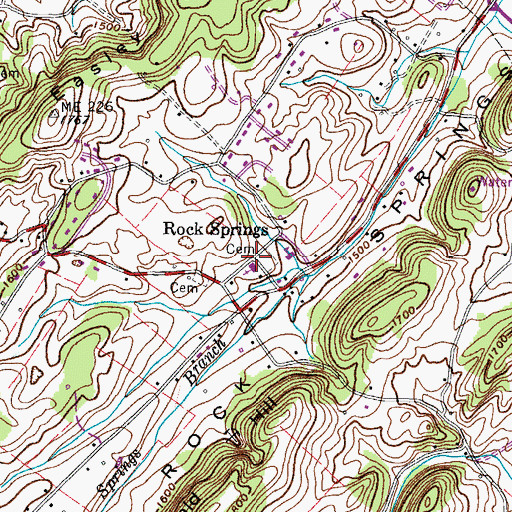 Topographic Map of Rock Springs United Methodist Church, TN