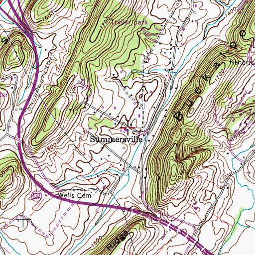 Topographic Map of Summersville Baptist Church, TN