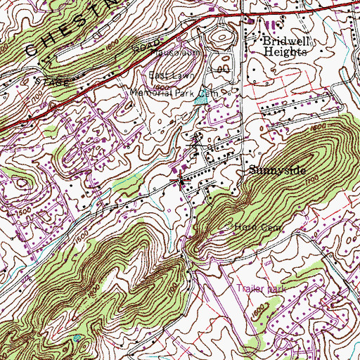 Topographic Map of Sunnyside Baptist Church, TN