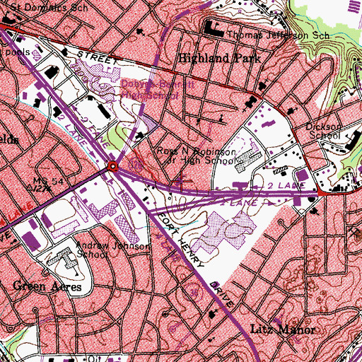 Topographic Map of Temple Baptist Church, TN