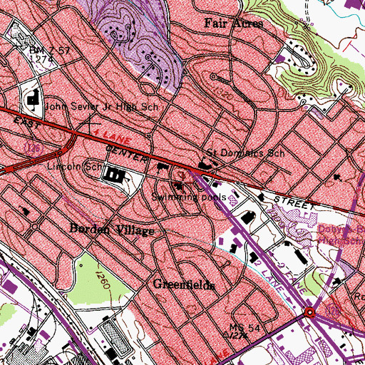 Topographic Map of Waverly Road Presbyterian Church, TN