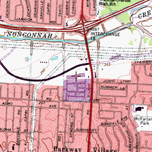 Topographic Map of American Way Plaza Shopping Center, TN