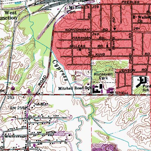 Topographic Map of Alonzo Weaver Park, TN