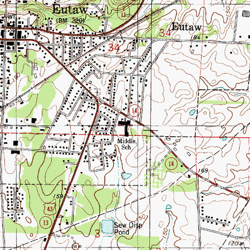 Topographic Map of Eutaw Middle School, AL