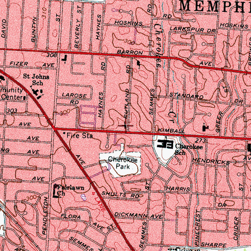 Topographic Map of Annesdale Cherokee Missionary Baptist Church, TN