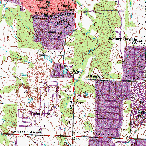 Topographic Map of Antioch Church (historical), TN