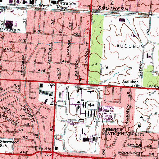Topographic Map of Audubon Park Baptist Church, TN