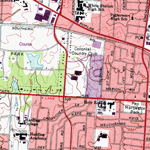 Topographic Map of Audubon Place Shopping Center, TN