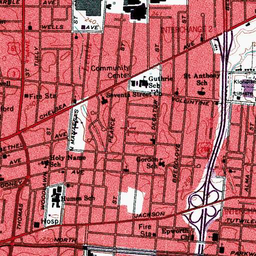 Topographic Map of Ayers Street Church of God, TN