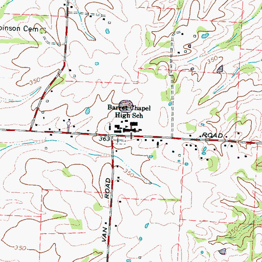Topographic Map of Barrets Elementary School, TN