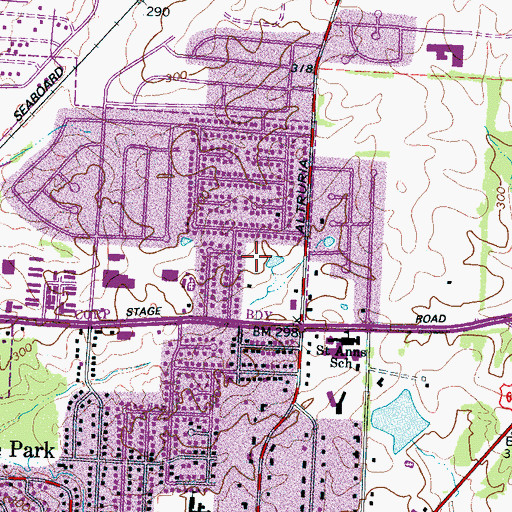 Topographic Map of Bartlett East Park, TN