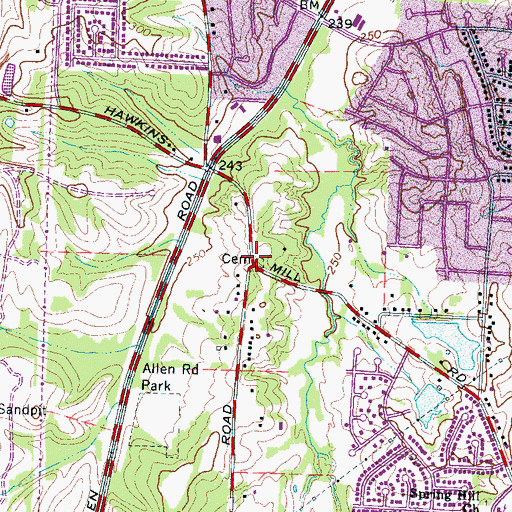Topographic Map of Barton Cemetery, TN